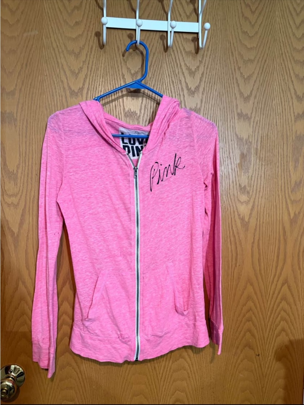 PINK Victoria's Secret Heather Pink Zip-Up Hoodie